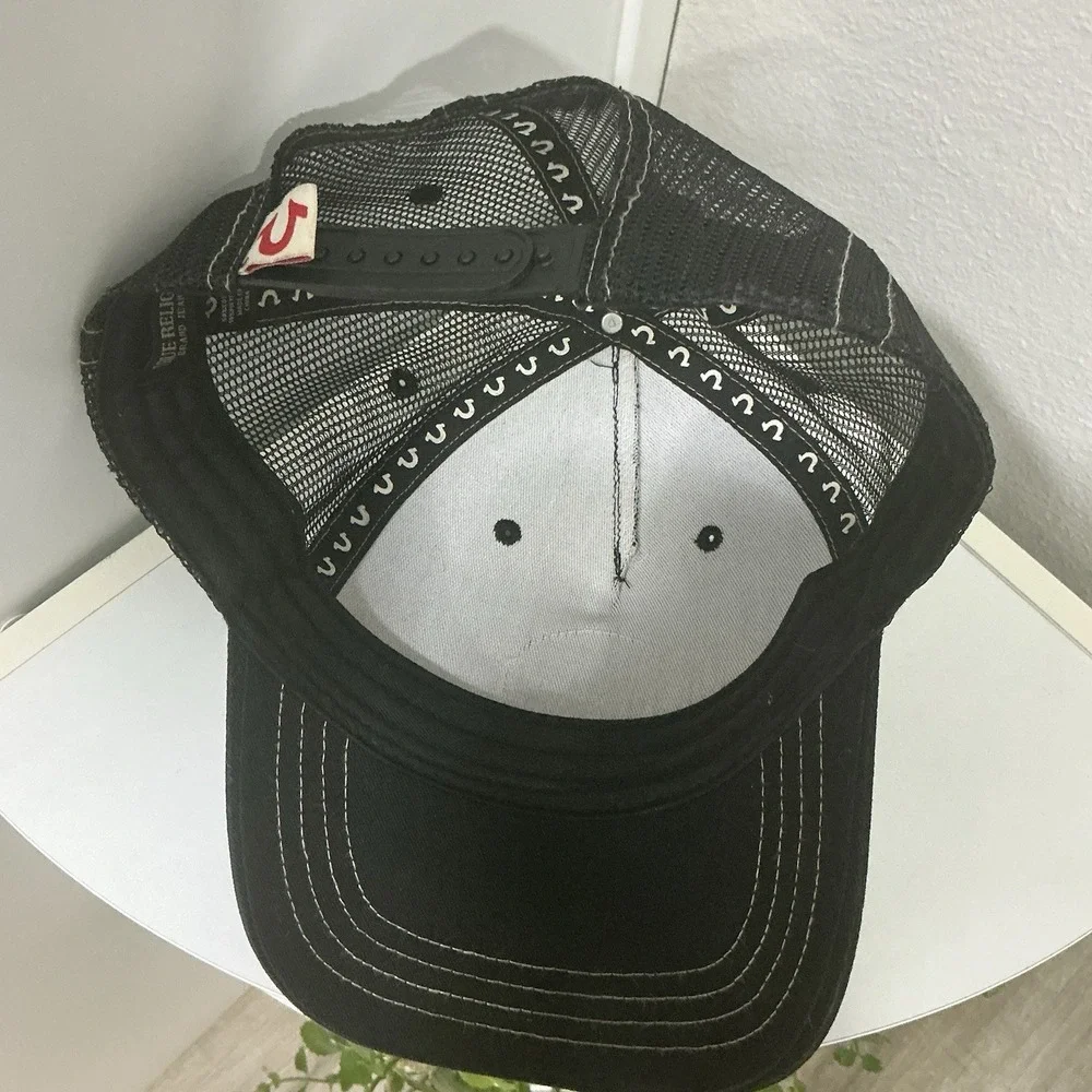 True Religion Buddha with Guitar Patch hat black A frame snapback Brand Jean cap